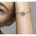 Charm Sterling silver 925 Infinite circle of eternity November honey yellow, bead for bracelet