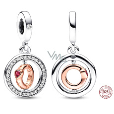 Charm Sterling silver 925 Love that spins - swivel ring, love bracelet pendant