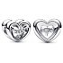 Charm Sterling silver 925 Shining heart and floating cubic zirconia bead on love bracelet