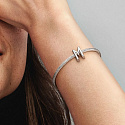 Sterling silver 925 Alphabet letter M, bead for bracelet