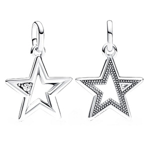Charm Sterling silver 925 Glittering Star - Mini medallion, space bracelet pendant