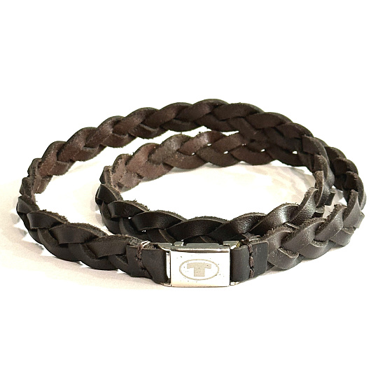 Tom Tailor leather braided wrap bracelet with steel magnetic clasp 60 cm