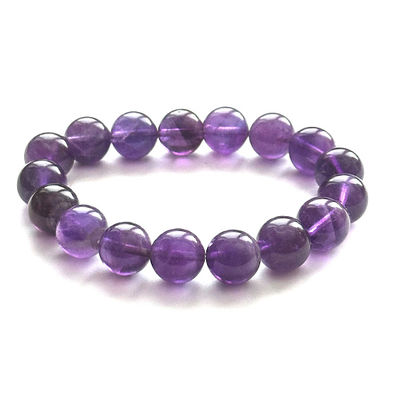 Amethyst bracelet elastic natural stone, bead 11 - 12 mm / 16 - 17 cm, AA quality, stone of kings and bishops