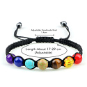 7 chakras healing bead bracelet handmade knitted, black, balancing beads