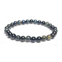 Obsidian blue bracelet elastic natural stone, ball 6 mm / 16-17 cm, rescue stone
