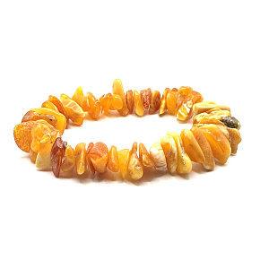 Amber Baltic honey / gold bracelet elastic chopped natural, 16 - 17 cm, solidified sunlight