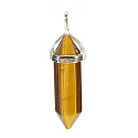 Tiger eye pendulum hexagon pendant natural stone 41 x 13 mm, stone of sun and earth, brings luck and wealth