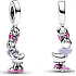 Charm Sterling silver 925 Disney Daisy with pink enamel, movie bracelet pendant