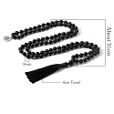 108 Mala Onyx necklace matt meditation jewellery, natural stone, knotted tassel, bead 8 mm