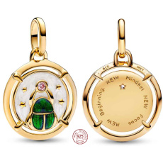 Charm Sterling Silver 925 Mini Locket Beetle Scarab, Animal Bracelet Pendant