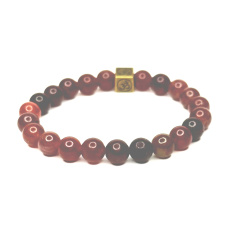 Tourmaline with royal mantra Ohm bracelet elastic natural stone, ball 8 mm / 16-17 cm, guardian of good mood