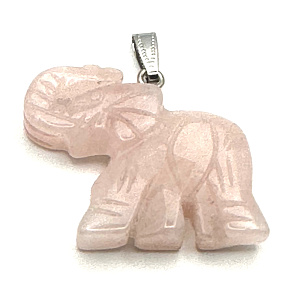 Rose Elephant pendant natural stone, hand cut figurine 3,2 x 4 cm, stone of love Rose Elephant pendant natural stone, hand cut figurine 3,2 x 4 cm, stone of love