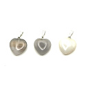 Agate grey Heart pendant natural stone 15 mm, 1 piece