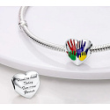 Sterling silver 925 Heart prints - family - today, tomorrow and forever, bead on bracelet family