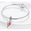Charm Sterling silver 925 Bouquet of flowers, tulips, nature bracelet pendant