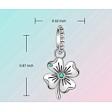 Charm Sterling silver 925 Four-leaf clover for luck, nature bracelet pendant