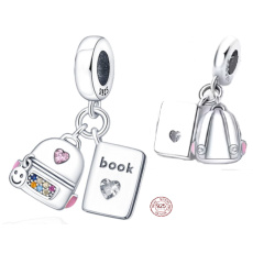 Sterling silver 925 Book, briefcase and smiley face, 2in1 pendant for bracelet interests Sterling silver 925 Book, briefcase and smiley face, 2in1 pendant for bracelet interests