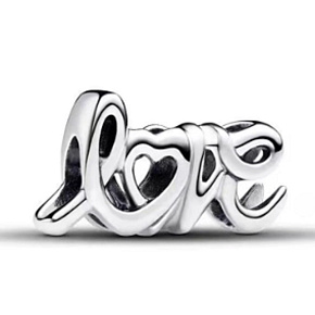 Charm Sterling silver 925 Handwritten love bead on bracelet love