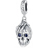 Charm Sterling Silver 925 Skeleton Holding Skull, Pendant for Bracelet Halloween