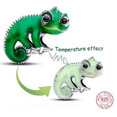 Charm Sterlingové stříbro 925 Disney Na vlásku Pascal – veselý chameleón teplotně citlivý smalt, korálek na náramek film