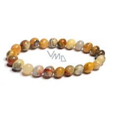 Crazy Agate elastic bracelet natural stone, 8 mm bead / 16 - 17 cm, brings success into life