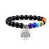 Chakra bracelet elastic Tree of Life + Obsidian, natural stone, bead 8 mm / 16-17 cm, stone of salvation