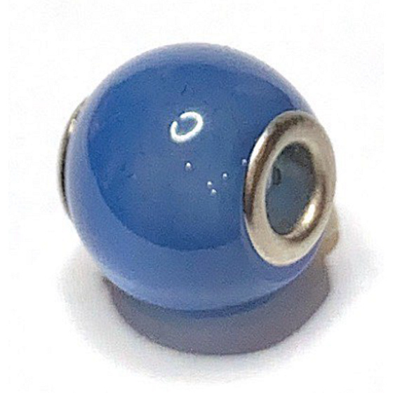 Quartz blue pendant round natural stone 14 mm, hole 4,2 mm 1 piece, the most perfect healer