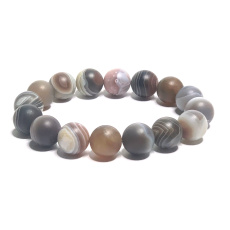 Agate Botswana grey matte bracelet elastic natural stone, ball 10 mm / 16-17 cm, brings success to life