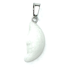 Agate white moon pendant natural stone, hand cut figurine 2,2 x 10 mm, provides peace and tranquility