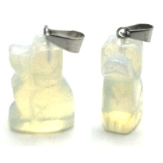Opalit Dog pendant synthetic stone, hand cut figurine 1,8 x 2,5 x 8 mm, wishing and hope stone