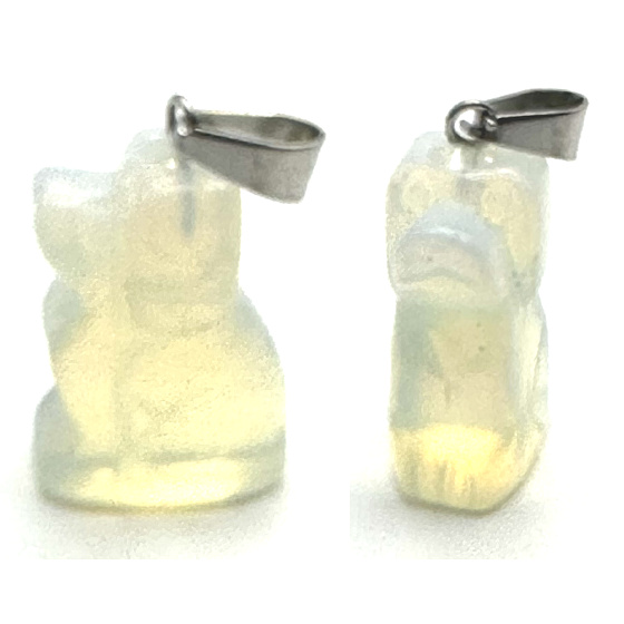 Opalit Dog pendant synthetic stone, hand cut figurine 1,8 x 2,5 x 8 mm, wishing and hope stone