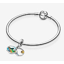 Sterling silver 925 I Love Brazil - Brazilian Beach, 2in1 travel bracelet pendant