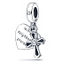 Sterling silver 925 Religious charms Cross and name tag 2in1, pendant for bracelet