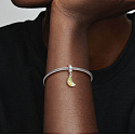 Sterling silver 925 Glittering lemon slices, pendant for bracelet, food and drink