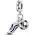 Charm Sterling silver 925 Football charm, ball and soccer cleats 2in1, pendant on bracelet sport