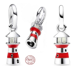 Charm Sterling silver 925 Lighthouse glow in the dark, bracelet pendant symbol