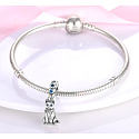 Charm Sterling silver 925 Cat with beautiful blue eyes, animal bracelet pendant