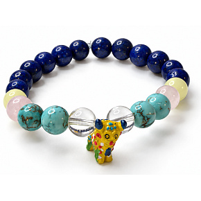 Colorful memories of Peru – elastic bracelet with a yellow alpaca | 8 mm beads, 16–17 cm