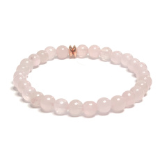Rose quartz with component bracelet elastic natural stone, ball 6 mm / 16 - 17 cm, love stone