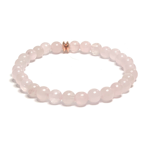 Rose quartz with component bracelet elastic natural stone, ball 6 mm / 16 - 17 cm, love stone
