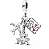 Sterling silver 925 Flying to Paris - wish you were here, 3in1 travel bracelet pendant 9 mm