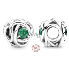 Charm Sterling silver 925 Infinity circle eternity flower royal green, bead for bracelet Charm Sterling silver 925 Infinity circle eternity flower royal green, bead for bracelet