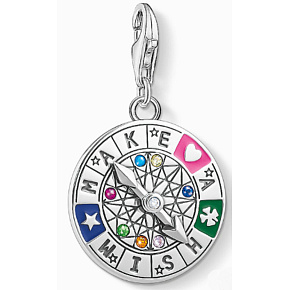 Charm Sterling silver 925 Wheel of Fate - Eternal Circle of Life, lobster clasp pendant on bracelet symbol