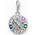 Charm Sterling silver 925 Wheel of Fate - Eternal Circle of Life, lobster clasp pendant on bracelet symbol