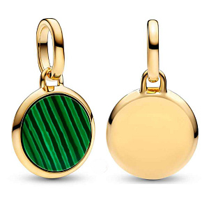 Charm Sterling Silver 925 Mini Locket Green Imitation Malachite, Bracelet Pendant Symbol