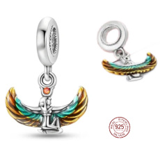 Charm Sterling Silver 925 Egyptian Goddess, Travel Bracelet Pendant
