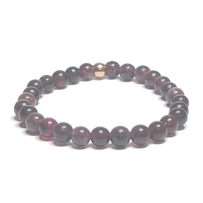 Rubelite burgundy red bracelet elastic natural stone, ball 6 mm / 16 - 17 cm
