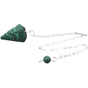 Malachite pendulum 2,5 cm + 18 cm chain with bead, wishing stone