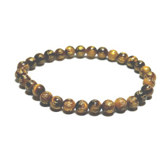 Tiger eye bracelet elastic natural stone, ball 6 mm / 16 - 17 cm, stone of the sun and earth, brings luck and wealth