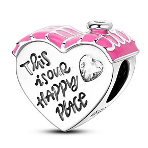 Charm Sterling Silver 925 House-Heart This is our happy place, heart bead for family bracelet